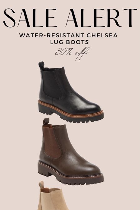 Sale alert: Caslon water resistant Chelsea lug boots on sale! Comes in several colors. These are a fall/winter staple in wet climates. Fits TTS and can fit a heavy sock. 

Fall boots, fall style, winter boots, lug boots, fall shoes

#LTKSeasonal #LTKfindsunder100 #LTKshoecrush