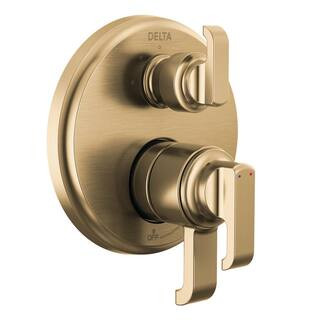 Delta Tetra Gold 2-Handle Wall-Mount Valve Trim Kit 3-Setting Int. Div. in Lumicoat Champagne Bro... | The Home Depot