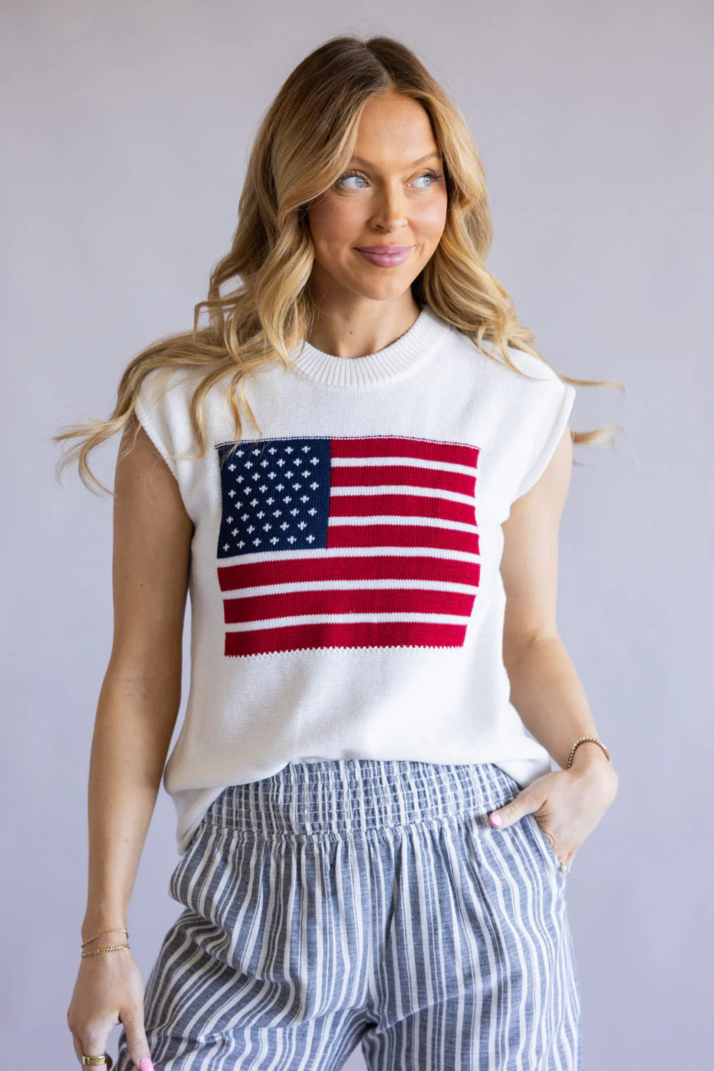 Simply Southern USA Mock Neck Tank Top for Women in White | PP-0126-TO | Glik's