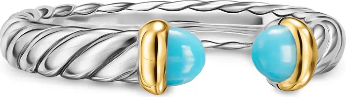 Petite Cable Open Ring in Sterling Silver with 14K Yellow Gold, 3.4mm | Nordstrom