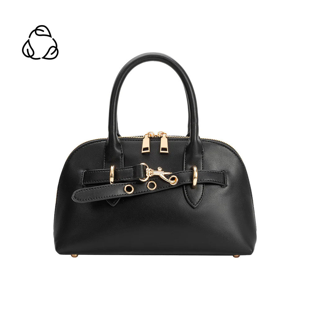 Black Rue Recycled Vegan Leather Top Handle Bag | Melie Bianco | Melie Bianco