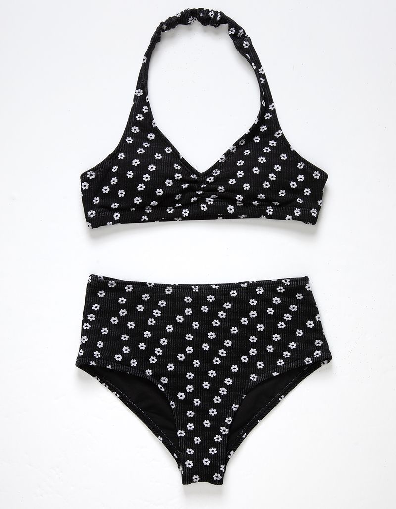 FULL TILT Textured Girls Halter Bralette Bikini Set | Tillys