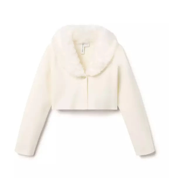 Faux Fur Collar Cropped Cardigan | Janie and Jack