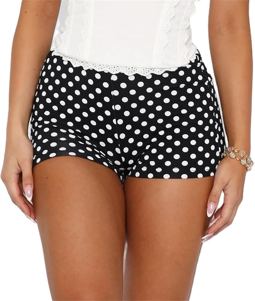 Alyweatry Women Y2k Micro Shorts Cute Low Rise Elastic Waist Polka Dot Lounge Booty Mini Shorts G... | Amazon (US)