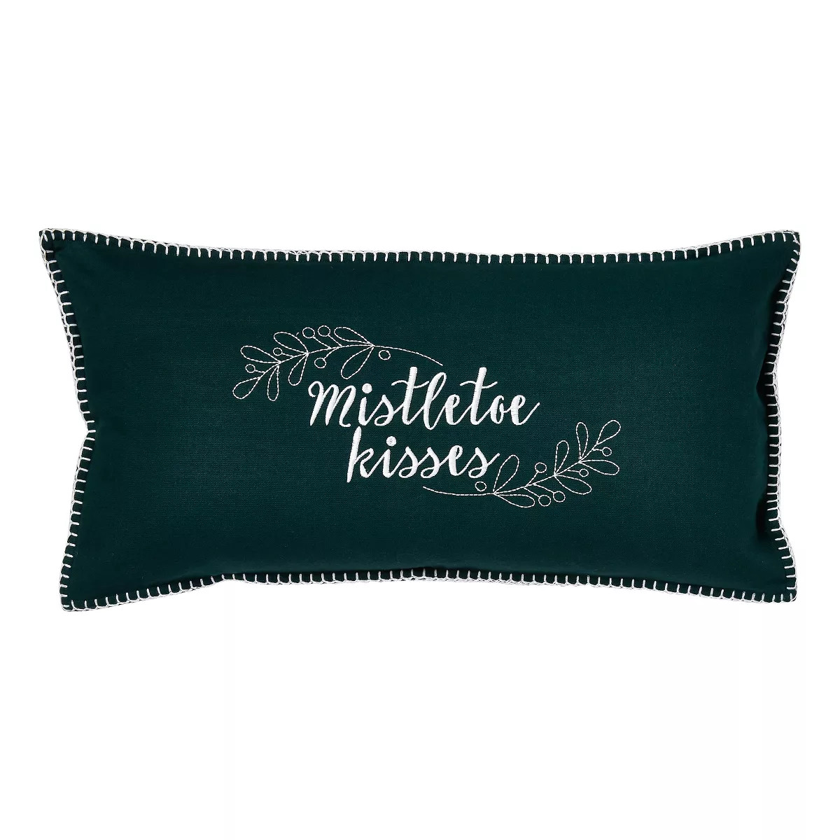 tagltd 24"x12" Christmas Green Mistletoe Kisses Cotton Accent Decorative Throw Pillow Poly Filled... | Target