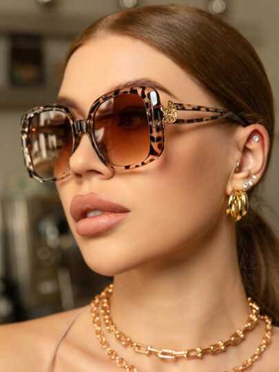 Gafas de sol vintage de marco cuadrado grande de plástico, gafas de moda con protección UV clá... | SHEIN
