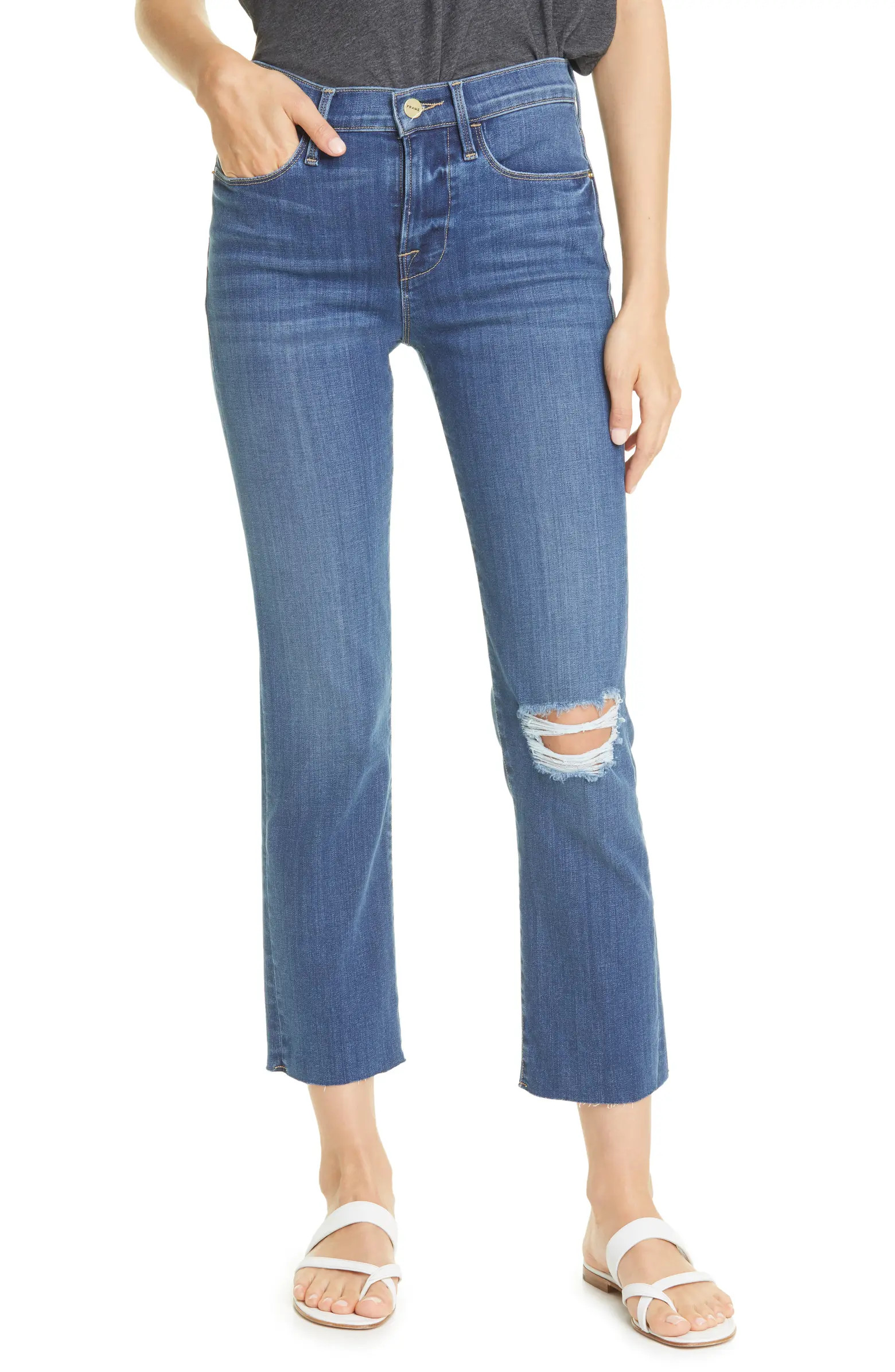 Le High Raw Hem Ankle Straight Leg Jeans | Nordstrom