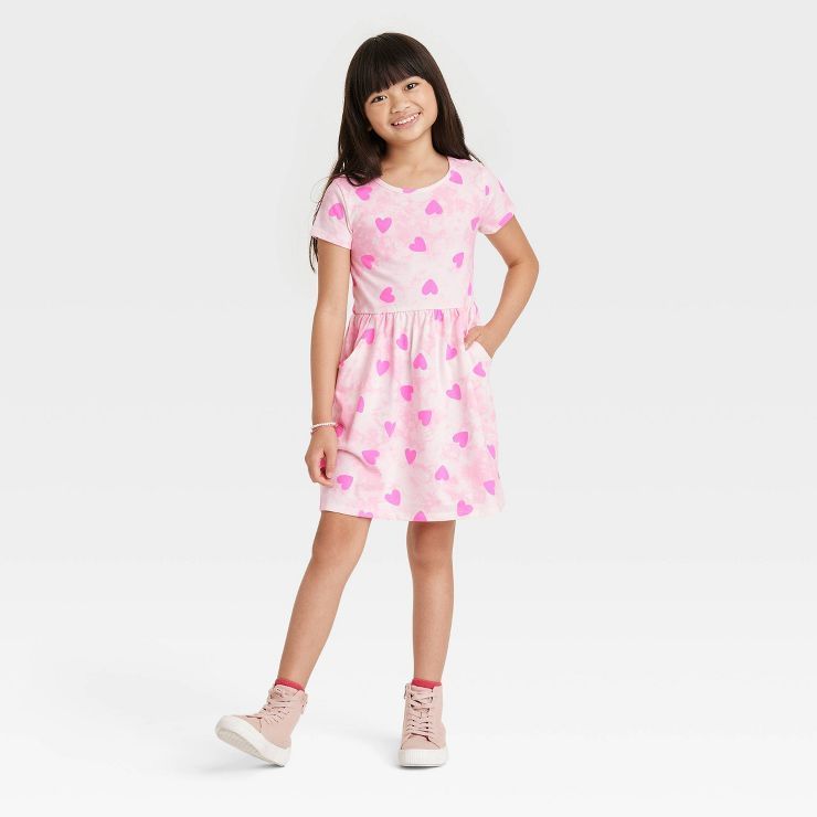 Girls' Valentine's Day Short Sleeve Dress - Cat & Jack™ Soft Pink | Target