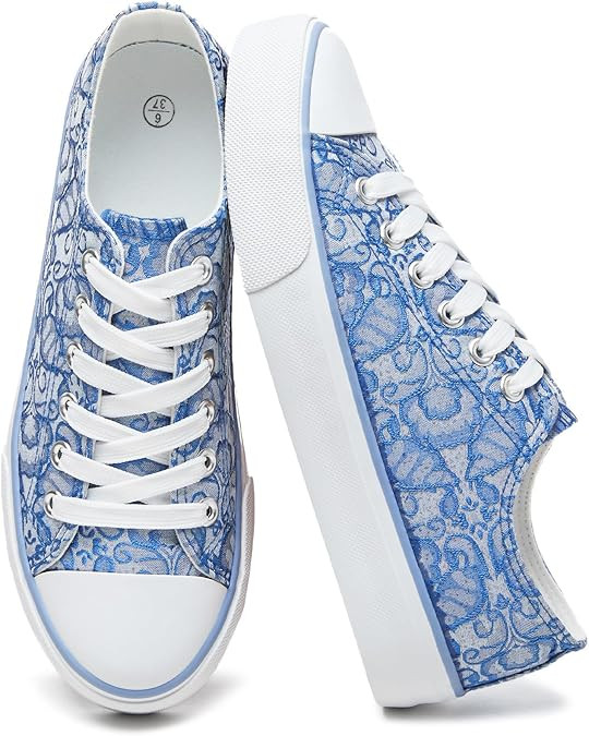 yageyan Womens White Tennis Shoes Low top Canvas Sneakers Women Fashion Shoes for Walking Casual ... | Amazon (US)