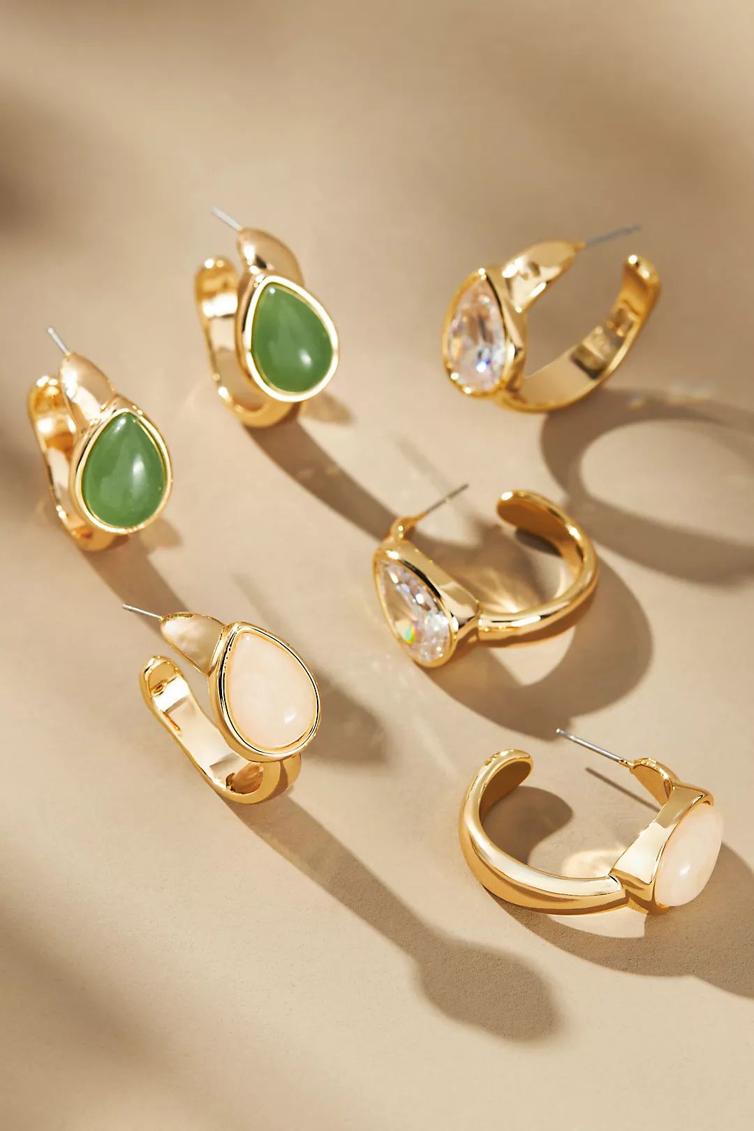 Stone-Inset Hoop Earrings | Anthropologie (US)