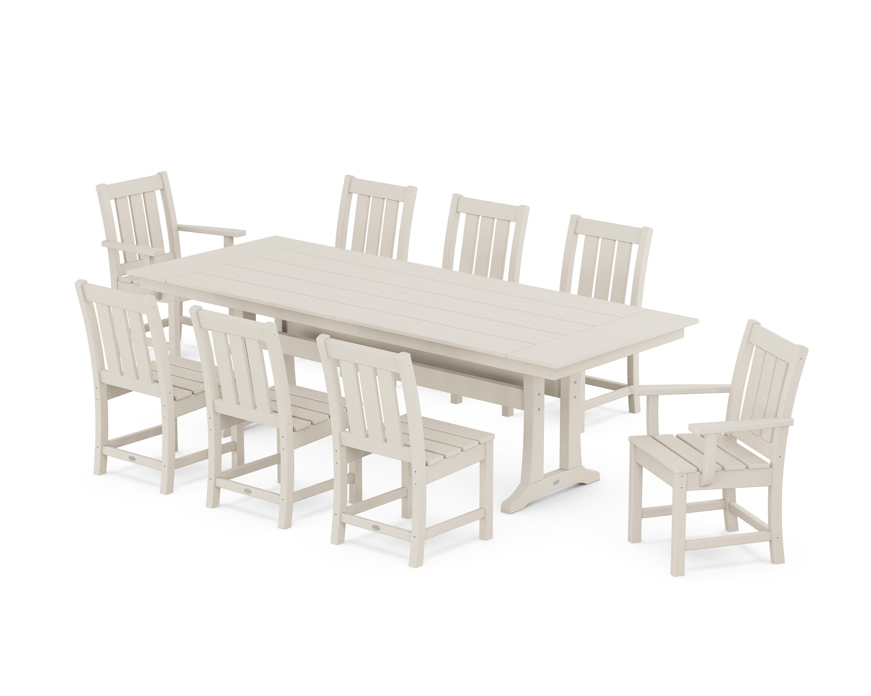 POLYWOOD Oxford 9 -Piece Sand Patio Dining Set Plastic Rectangle Table with 8 Stationary Chairs one_size | PWS2065-1-SA | Lowe's