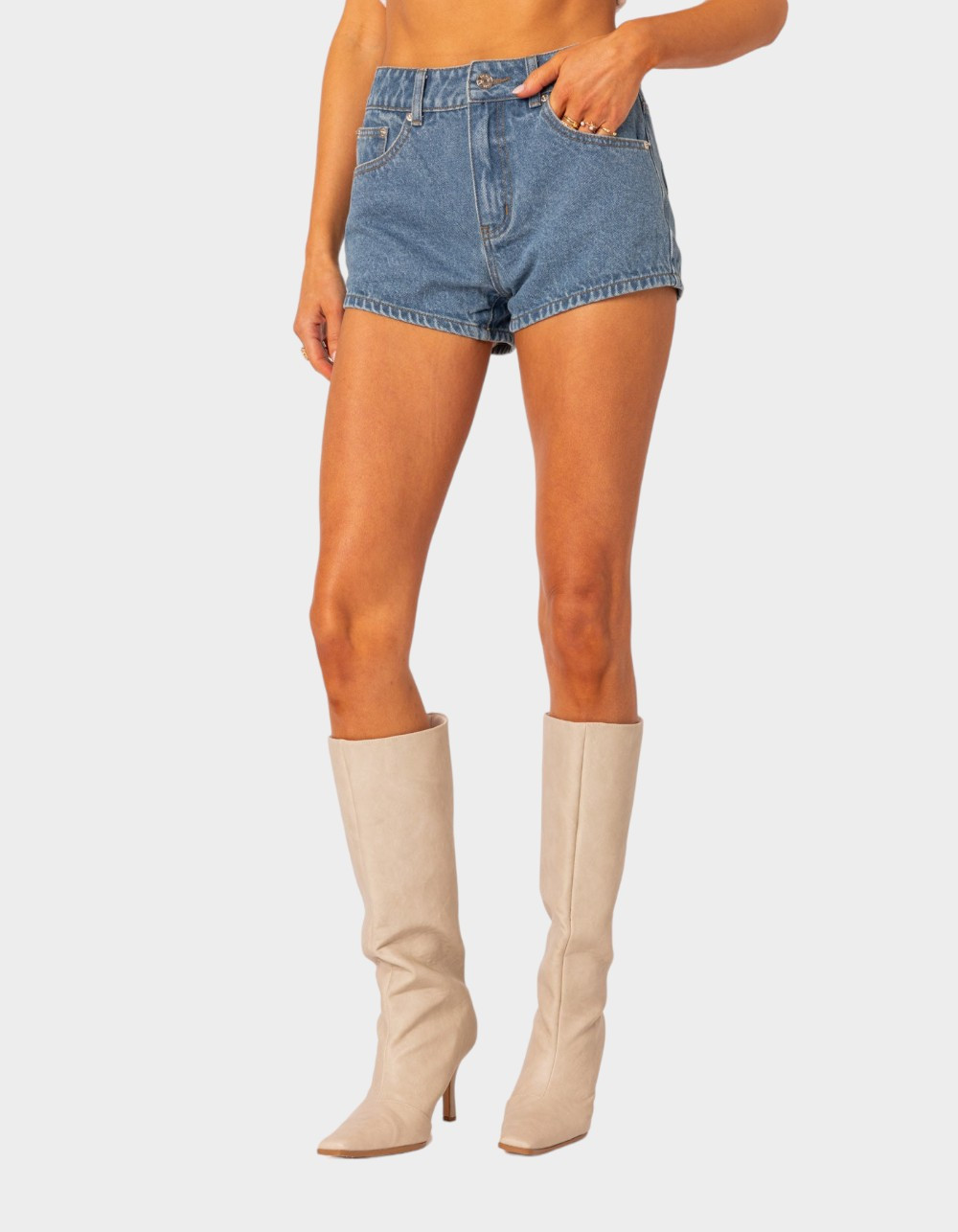 EDIKTED Bow Pocket Washed Denim Shorts | Tillys