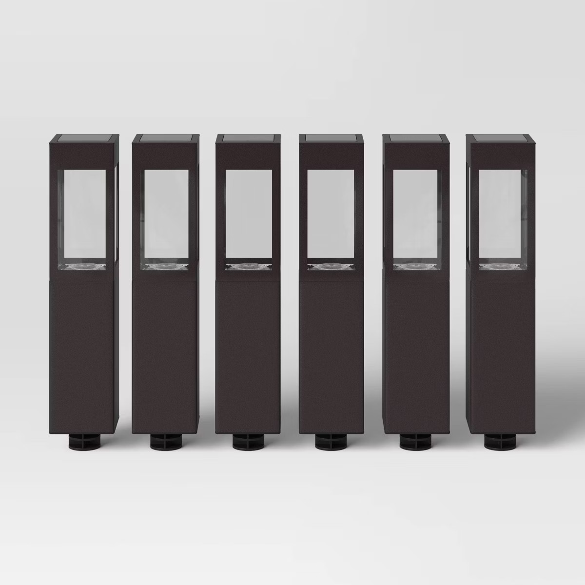 6pk Square Bollard Solar LED Outdoor Path Lights Matte Black - Threshold™ | Target