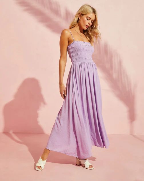 Across The Way Smocked Midi Dress - Lilac | VICI Collection