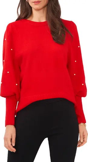 Chaus Imitation Pearl Juliet Sleeve Sweater | Nordstrom | Nordstrom