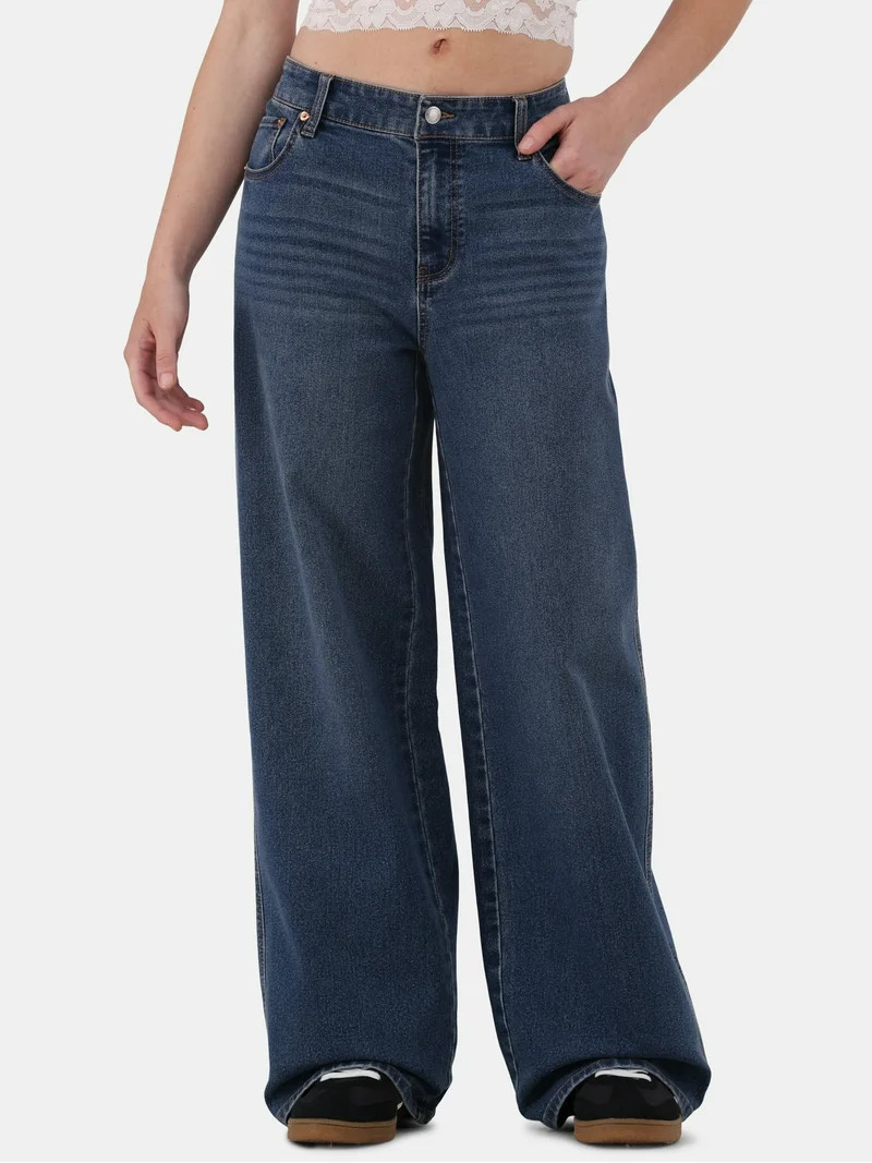 No Boundaries Baggy Wide Leg Jeans, Women's and Women's Plus | Walmart (US)