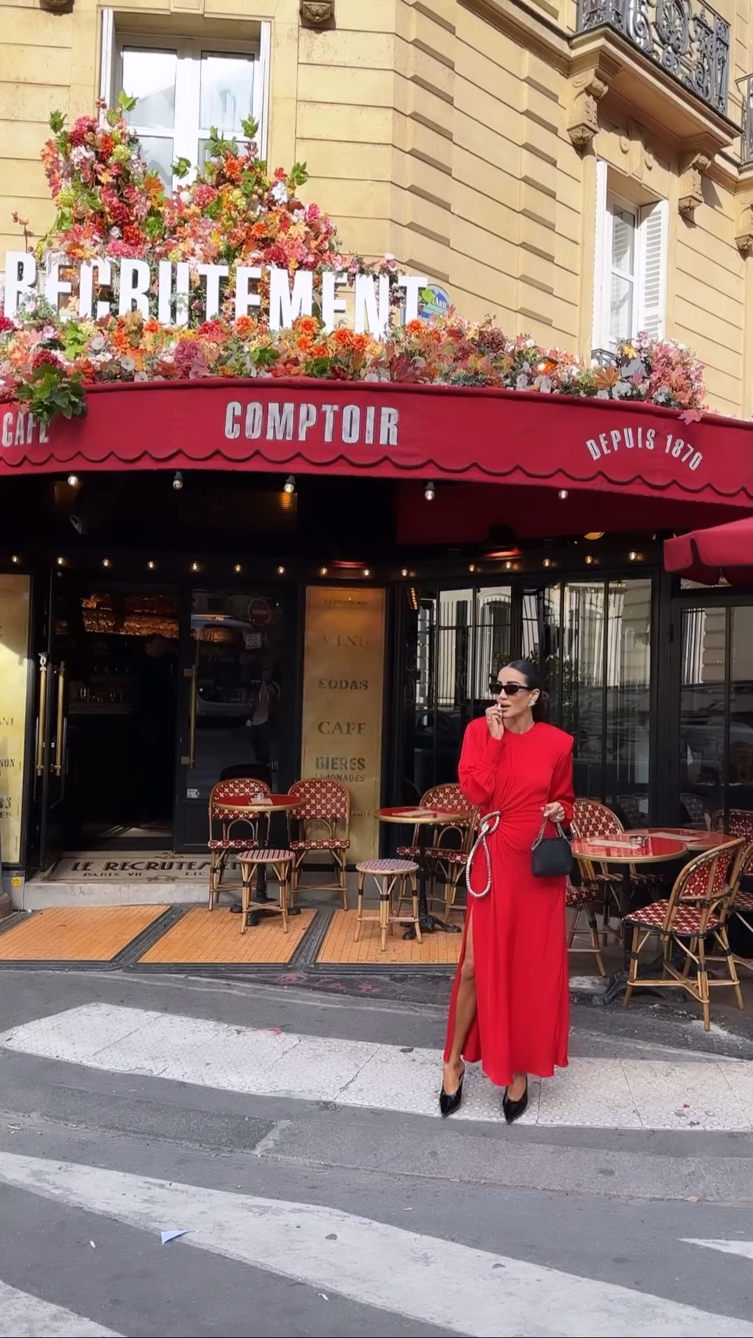 On my way to the Stella McCartney morning show, and this bright red dress gave me all the energy I needed!