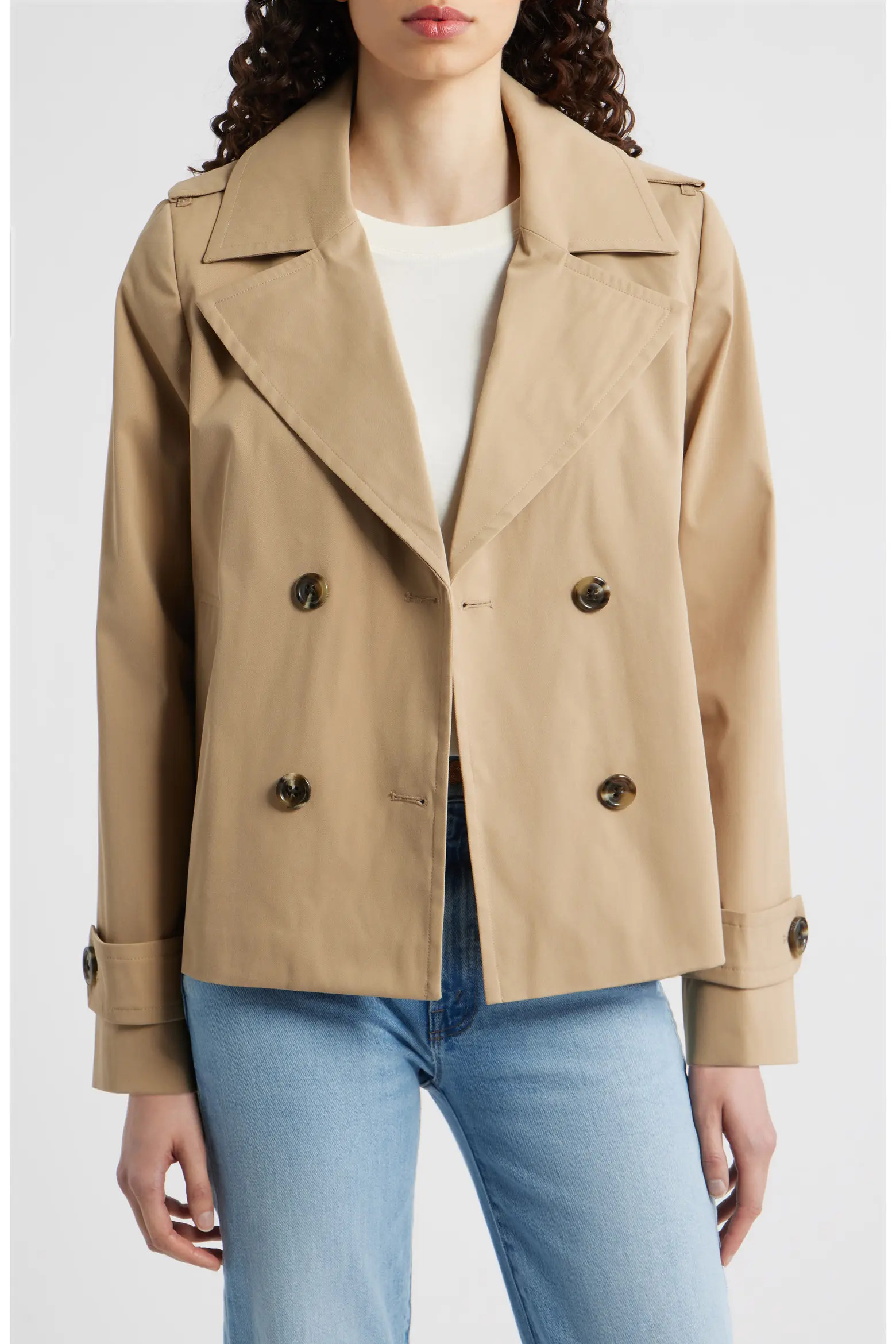 London Fog Water Resistant Double Breasted Short Trench Coat (Women) | Nordstrom | Nordstrom