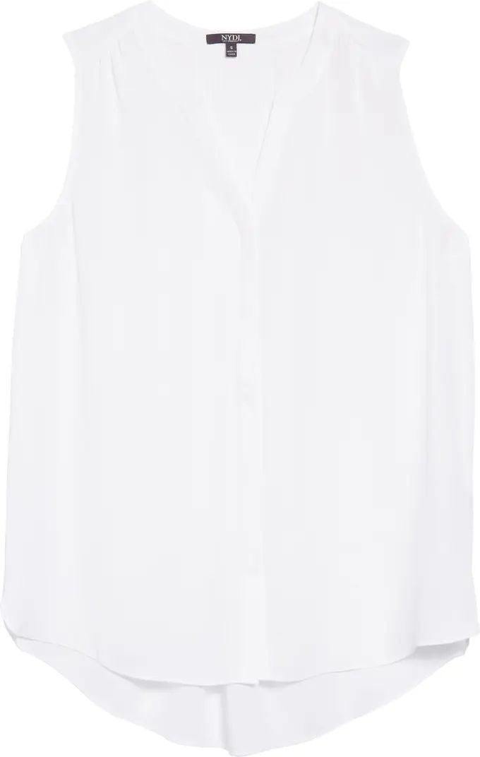 Print Pleat Back Sleeveless Split Neck Blouse | Nordstrom