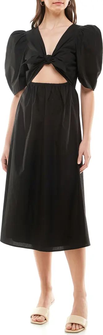 Peggy Cutout Puff Sleeve Midi Dress | Nordstrom