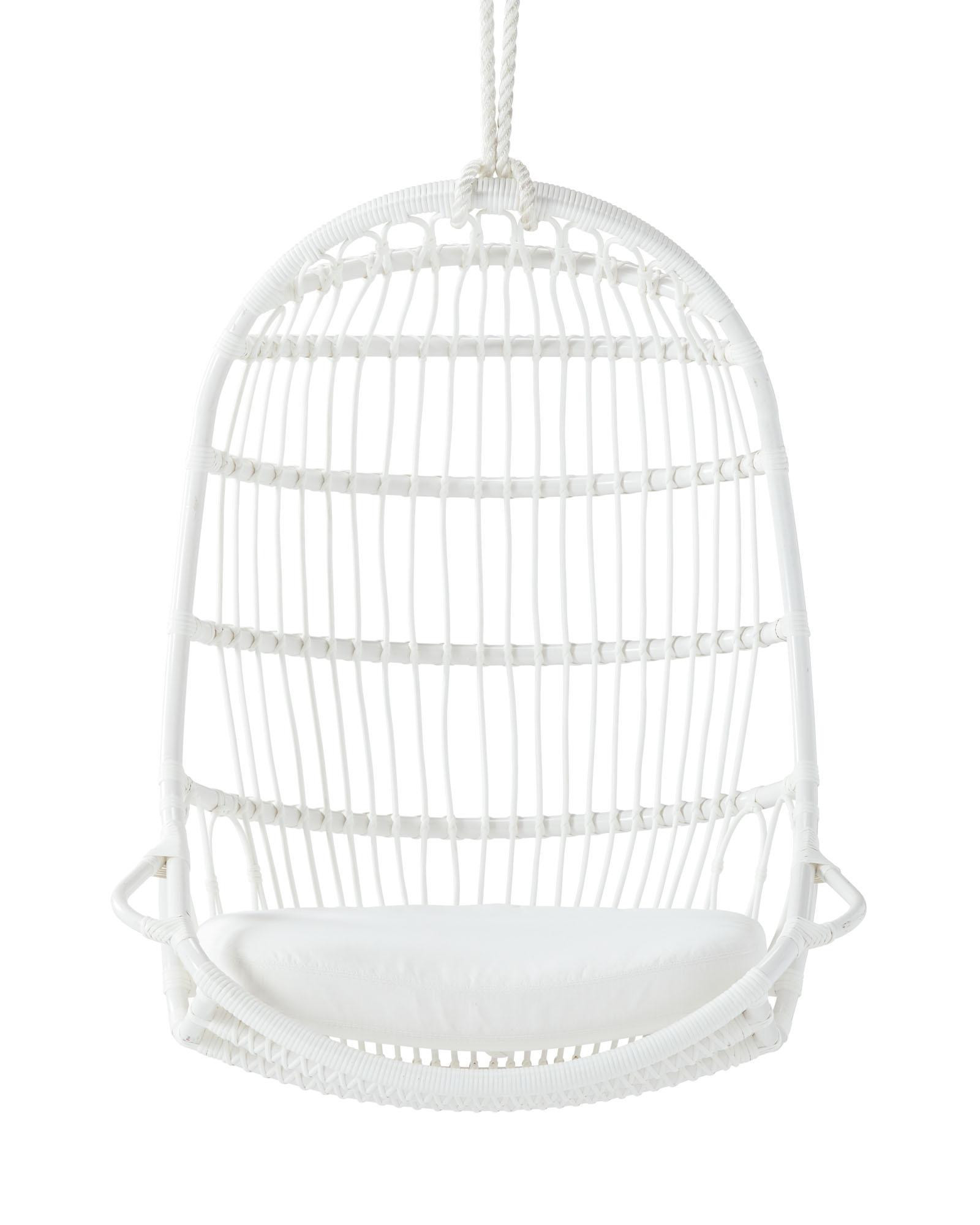 Outdoor Hanging Chair Cushion - White Sunbrella� Canvas | Serena and Lily