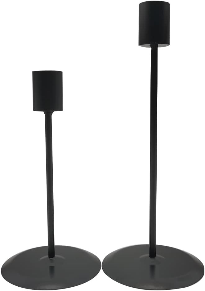 Candle Holders Set of 2, Candlesticks Holder, Taper Candle Holders, Iron Vintage Pillar Candle Ho... | Amazon (US)
