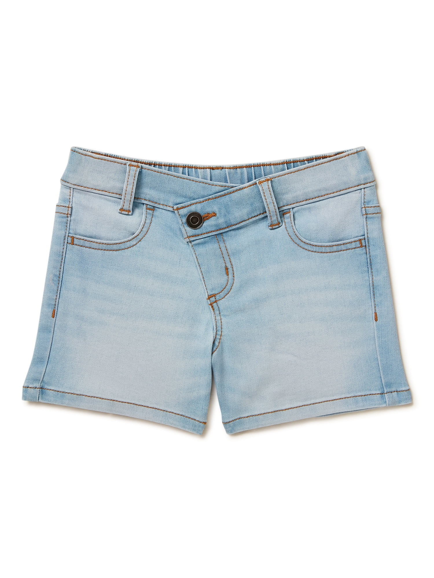 Wonder Nation Girls Cross Waistband Denim Shorts Sizes 4-18 & Plus | Walmart (US)