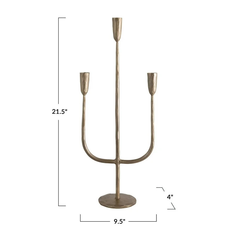 Creative Co-Op Hand-Forged Metal Candelabra, Antique Brass Finish | Walmart (US)