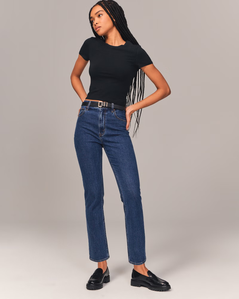 Ultra High Rise Ankle Straight Jean | Abercrombie & Fitch (US)