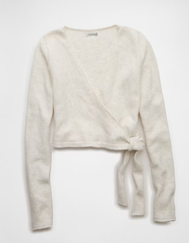 AE Whoa So Soft Ballet Wrap Sweater Top | American Eagle Outfitters (US & CA)