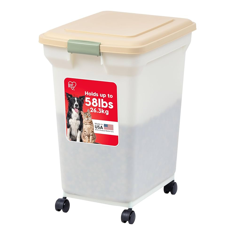 IRIS USA WeatherPro Airtight Dog Food Storage Container, Up to 58 lbs, Attachable Wheels, For Dog... | Amazon (US)