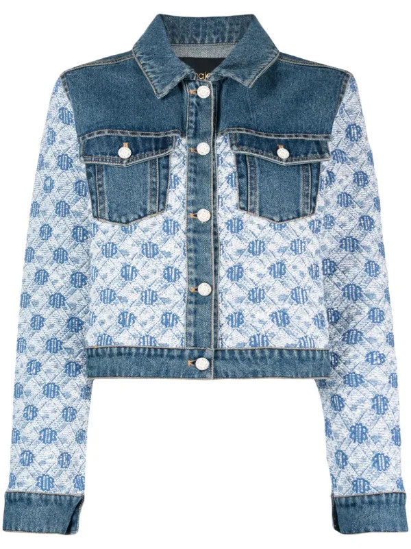 Maje clover-print Denim Jacket  - Farfetch | Farfetch Global