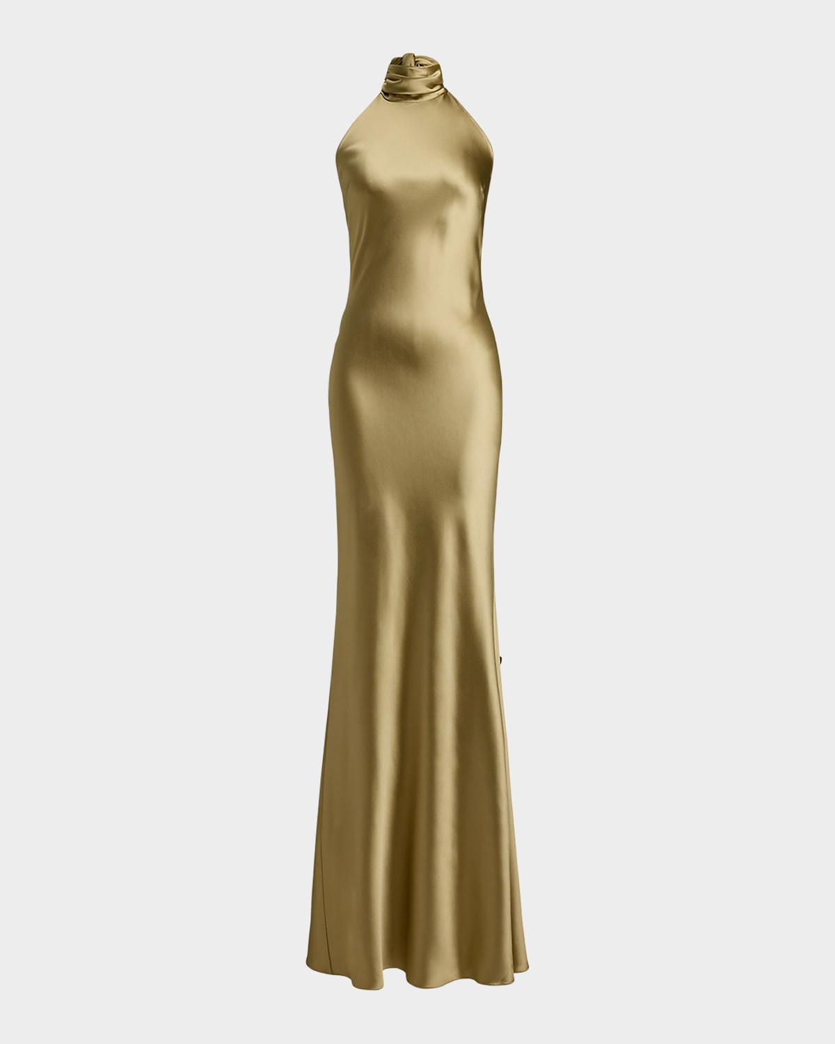 Chilton Halter Stretch Satin Evening Dress | Neiman Marcus