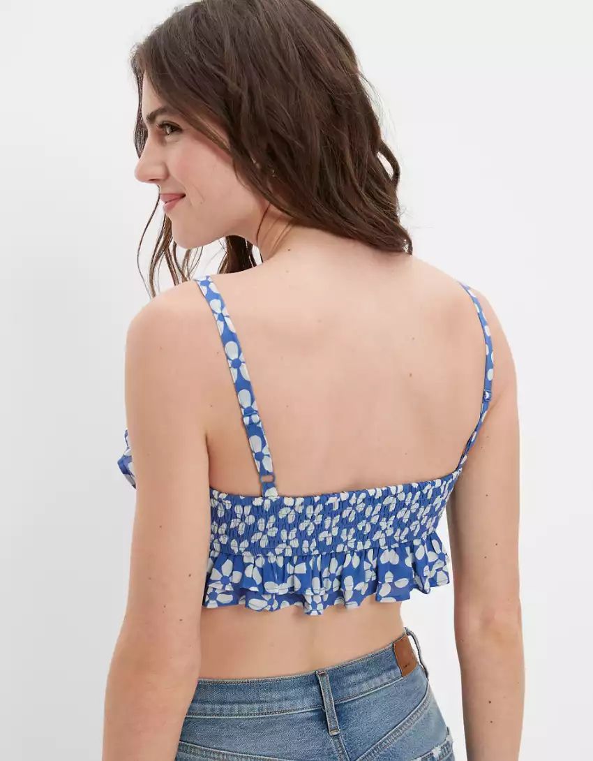 AE Super Cropped Ruffle Corset Cami | American Eagle Outfitters (US & CA)