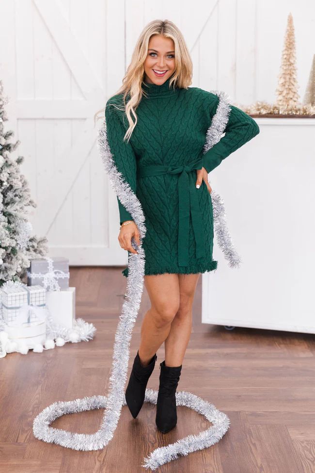 Dancing Till Dawn Sweater Green Dress | The Pink Lily Boutique