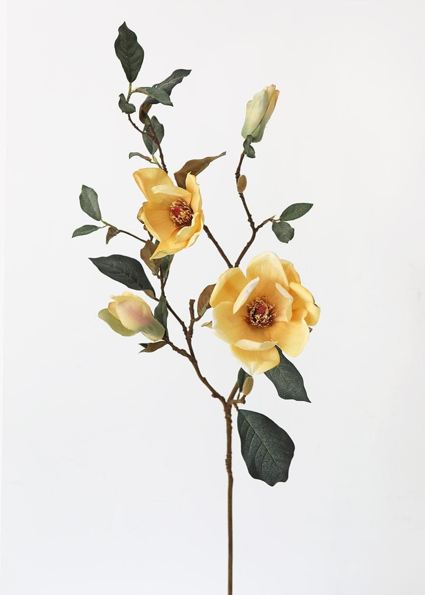 Mustard Artificial Magnolia Branch - 35" | Afloral
