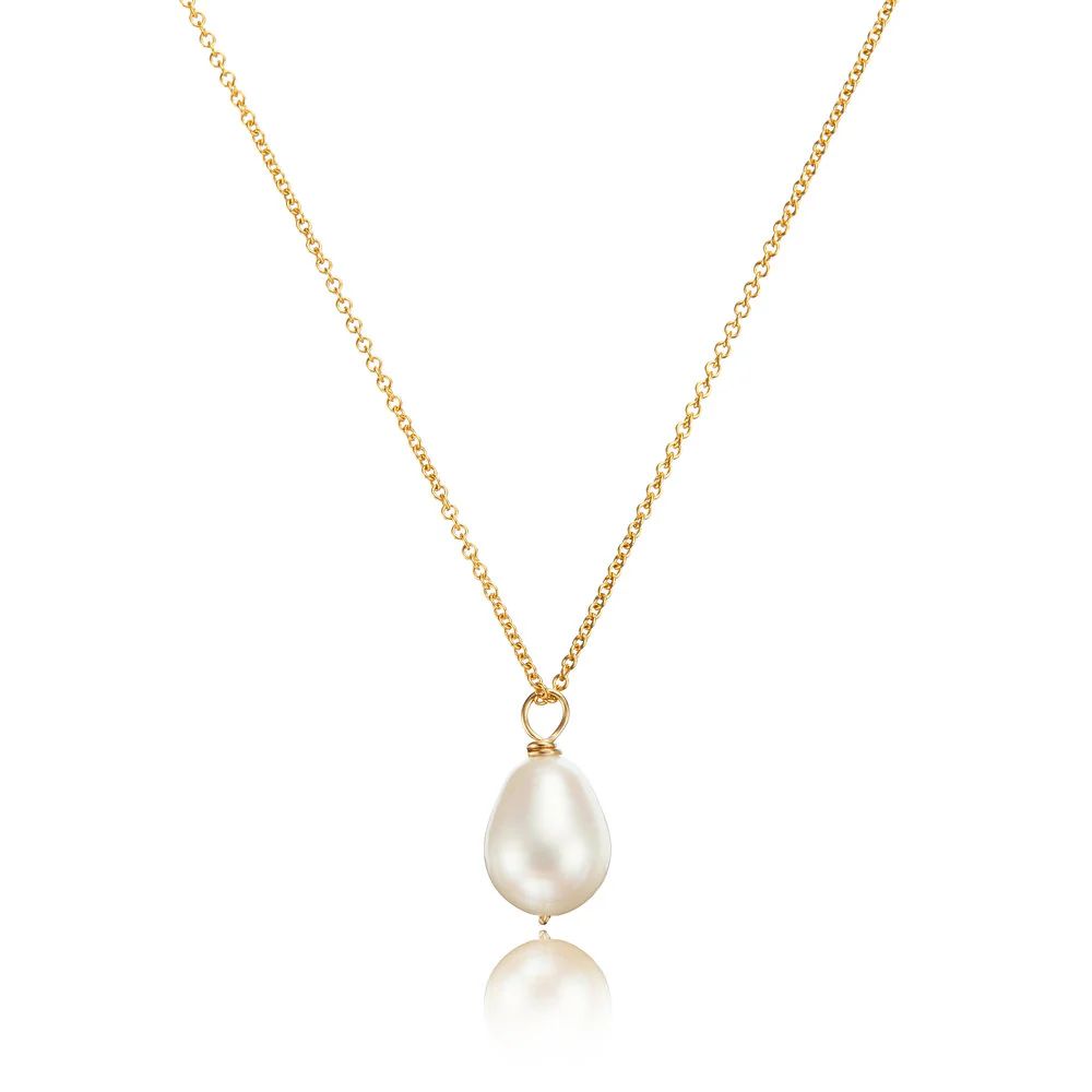Gold Large Single Pearl Necklace | Lily & Roo