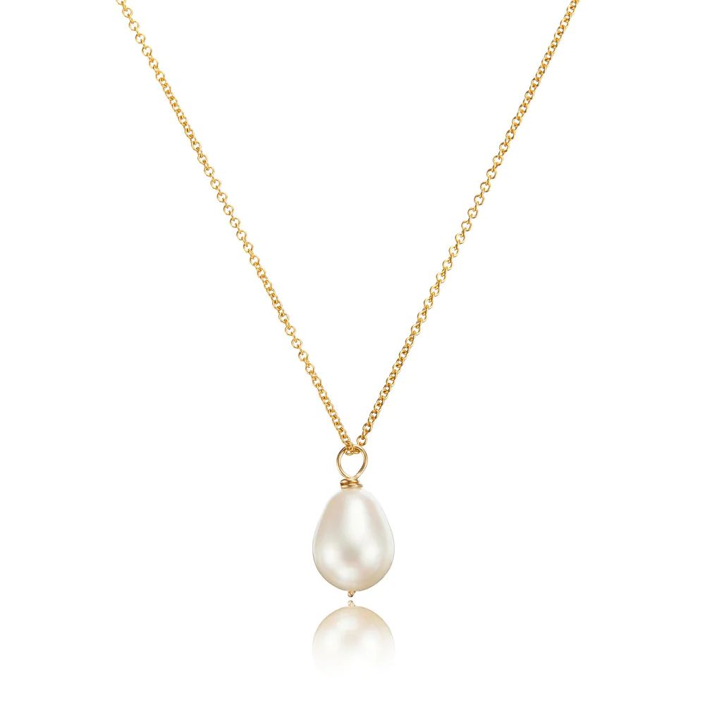 Gold Large Single Pearl Necklace | Lily & Roo