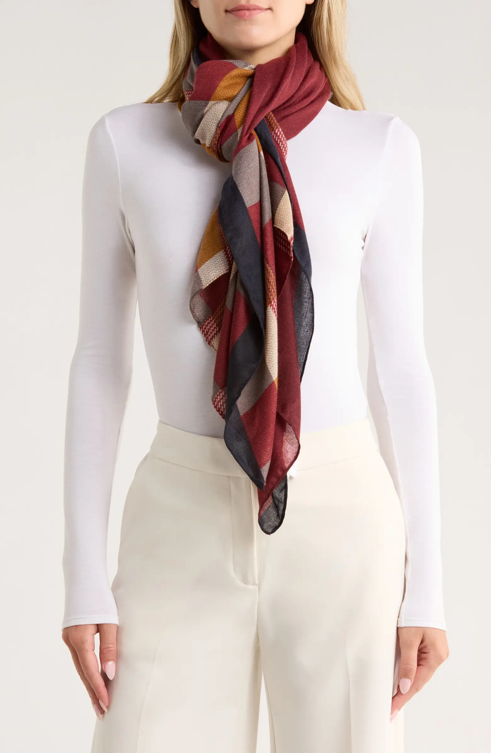 Checkered Print Lightweight Wrap | Nordstrom Rack