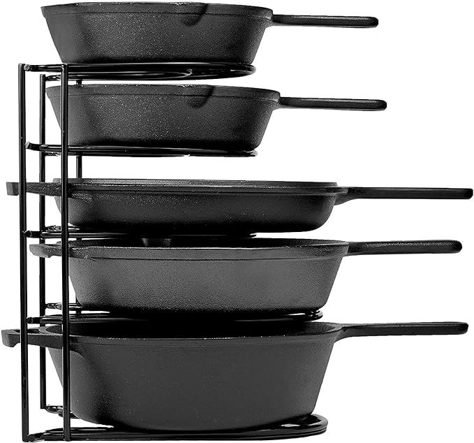 Heavy Duty Pan Organizer, 5 Tier Rack - Holds up to 50 LB - Holds Cast Iron Skillets, Griddles and S | Amazon (US)