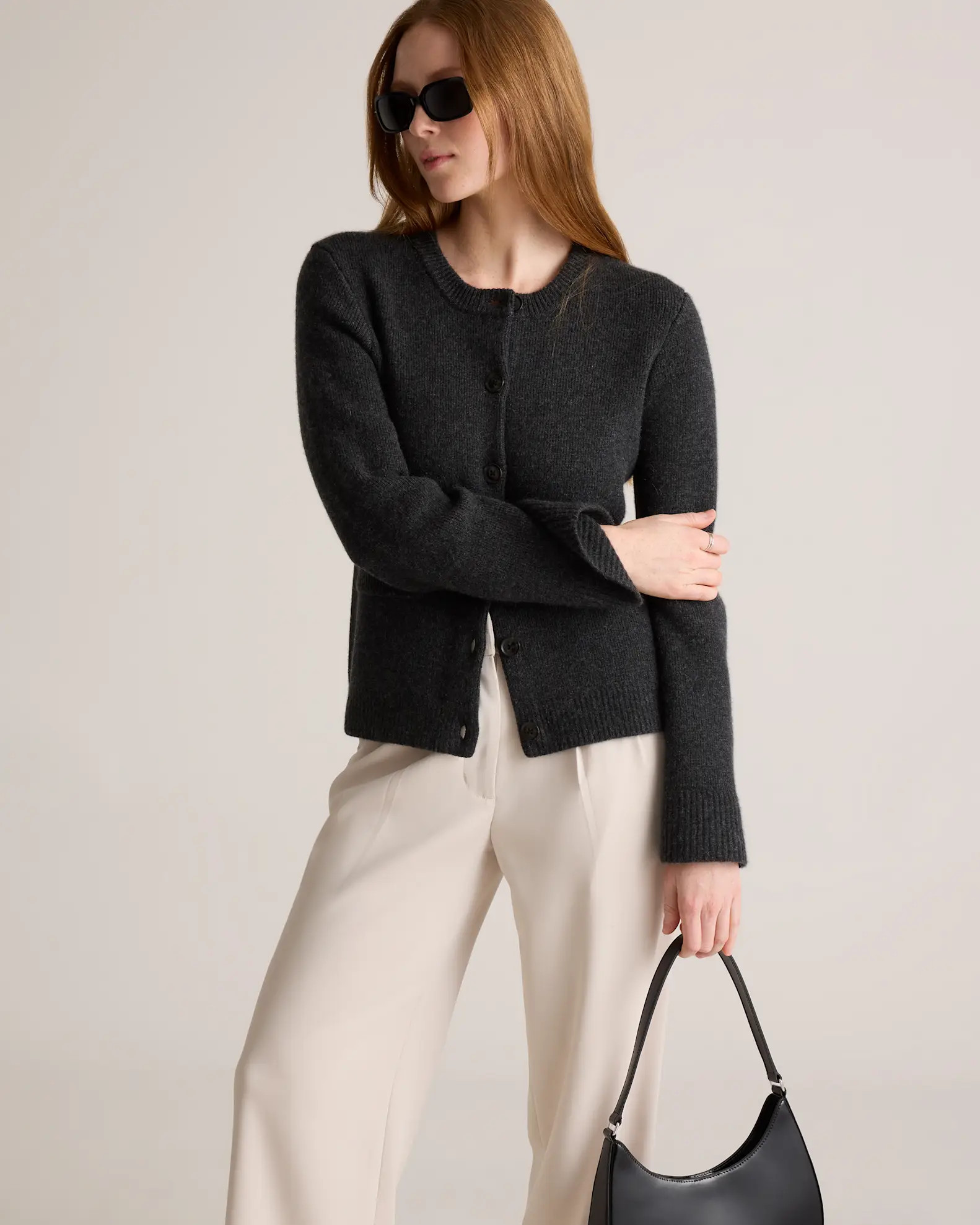 Black Mongolian Cashmere Structured Cardigan | Quince