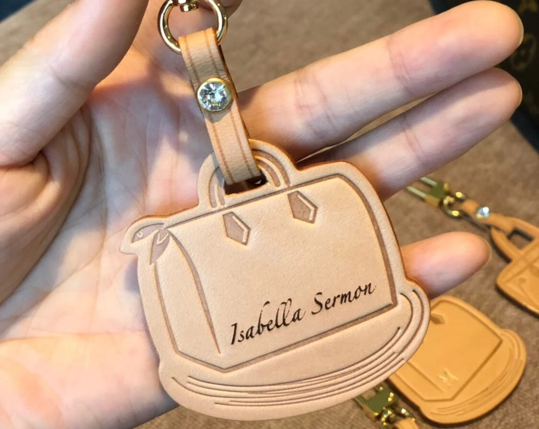 Mcraft® Engraving Personalized Patina Vachetta Leather Purse Bag Charm. Hang Tag Compatible With... | Etsy (US)