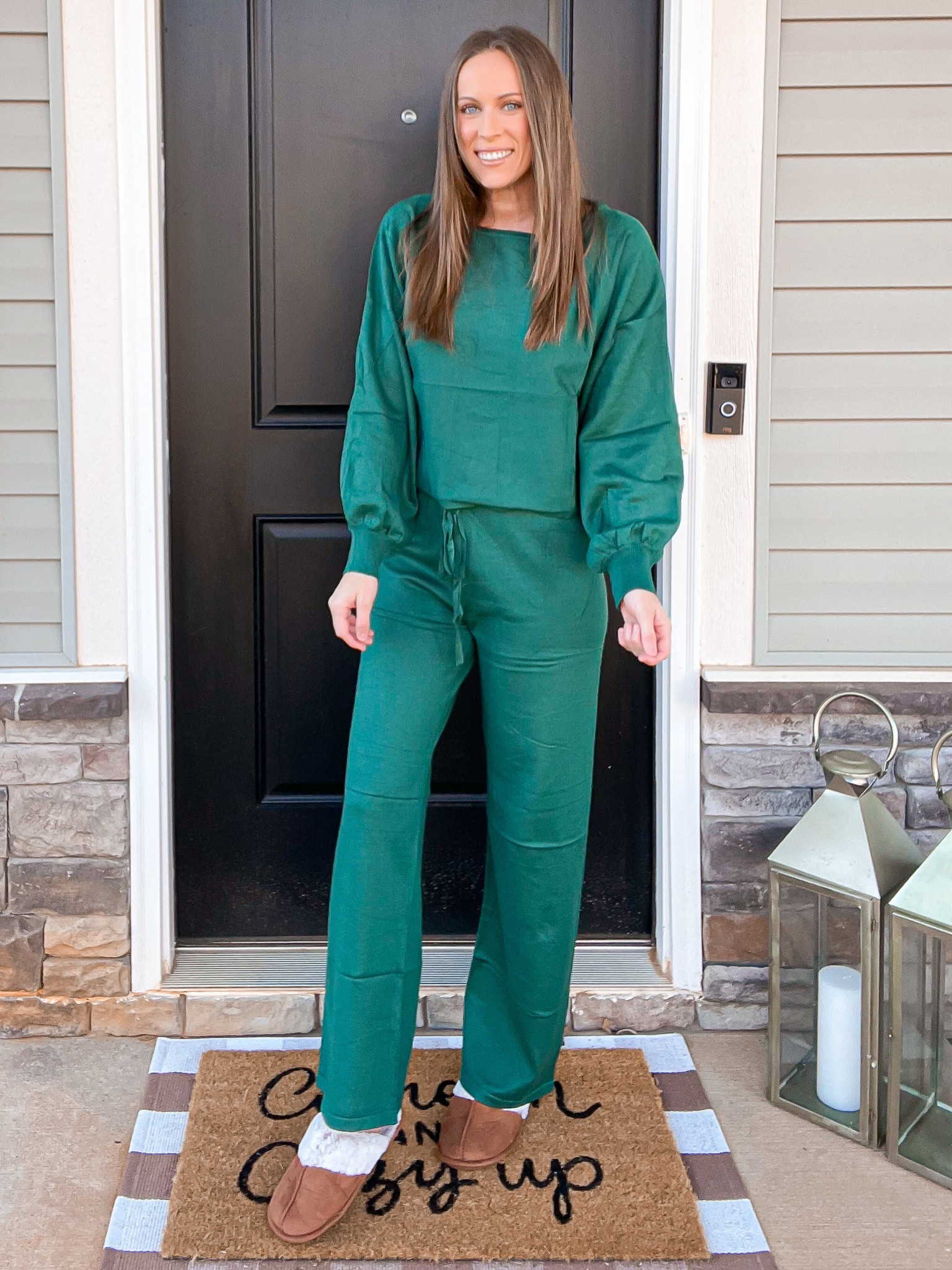 Must have two piece set 💚

This set is so comfortable ! I’m wearing a size medium - I have a size small in a different one and it was a little snug on the hips - I prefer the size up one 

Two piece set, gift for her, gift guide, Christmas party, green two piece set, green lounge set , slippers, women’s fashion , Amazon fashion, Amazon two piece set, welcome mat 

#LTKHoliday #LTKstyletip #LTKGiftGuide