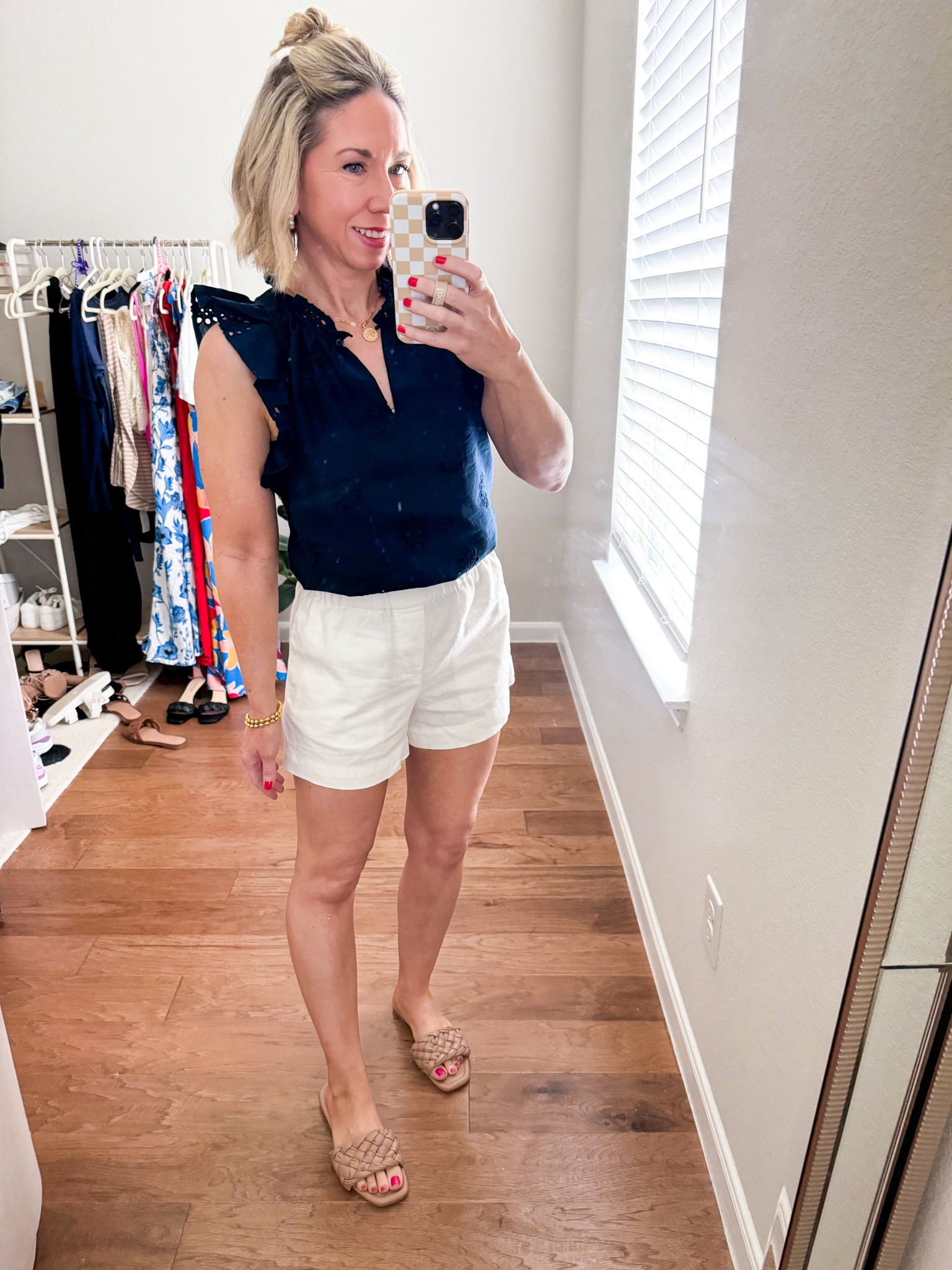 Summer outfit / summer style 

Blouse size XS
Shorts size small 
Brinker & eliza bracelet 
Gold necklace 

Church outfit / summer bbq / vacation outfit 

#ltkover40 #ltkfindsunder50
 

#LTKSeasonal #LTKFindsUnder50 #LTKOver40