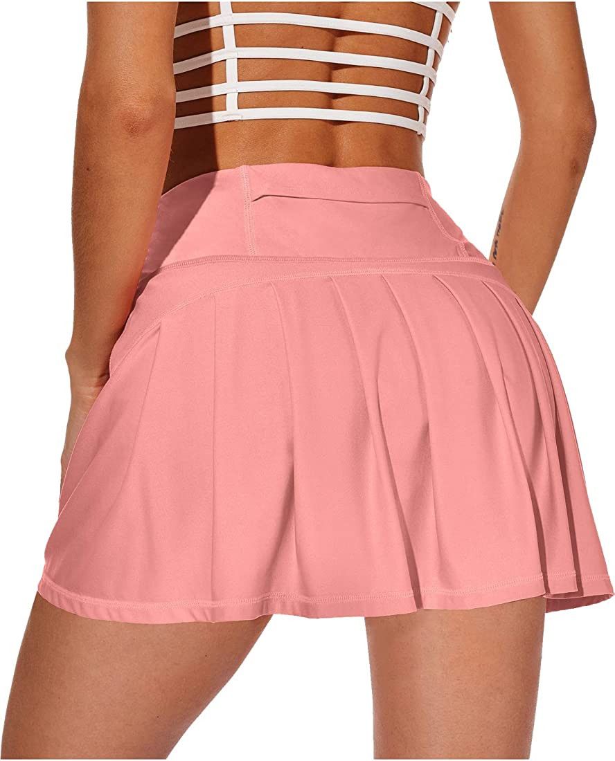 XIEERDUO Women's Athletic Tennis Golf Skirts with Pockets Acitve High Waisted Running Skorts | Amazon (US)