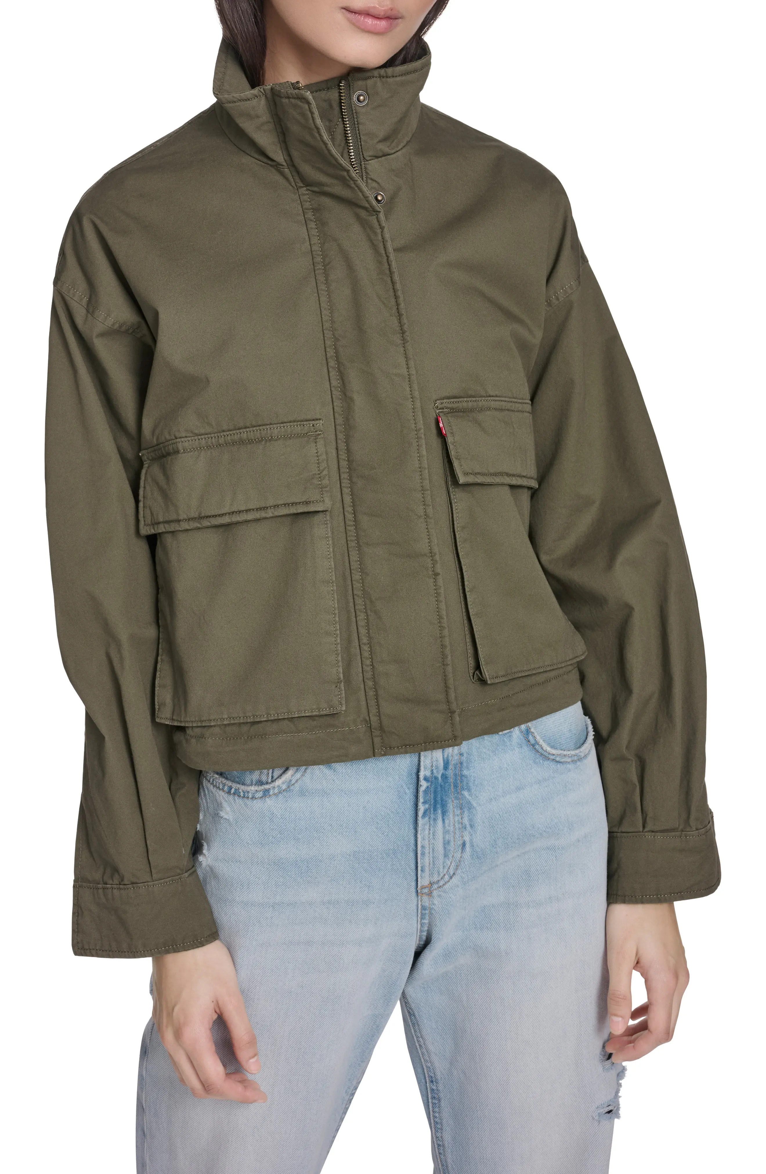 levi's Crop Surplus Jacket in Olive Night at Nordstrom, Size Small | Nordstrom