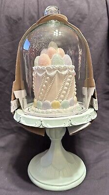 NEW BUNNY BOULEVARD Glass Cloche Dome Cake W Eggs & Macarons Pastel Easter Decor  | eBay | eBay US