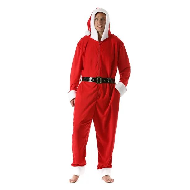 #followme Men’s Adult Onesie Holiday Microfleece Jumpsuit One-Piece Pajamas (Santa, Small) - Wa... | Walmart (US)