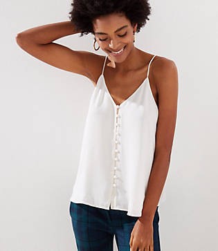 LOFT Covered Button Down Strappy Cami | LOFT