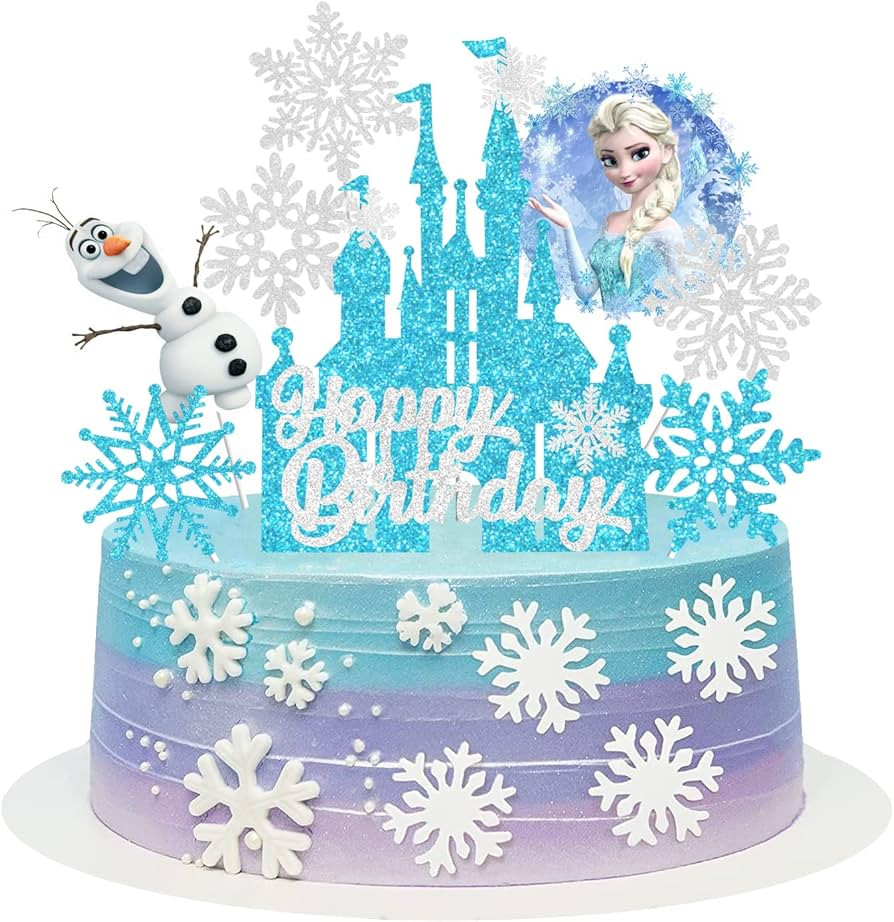 Frozen Castle Birthday Cake Topper, Winter Princess Birthday Supplies Snowflake Cartoon Theme Cak... | Amazon (US)